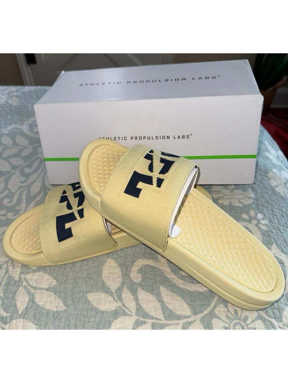 APL Techloom Big Logo Sandals Slides Men's 10. Color Lemon Zest. New in box.